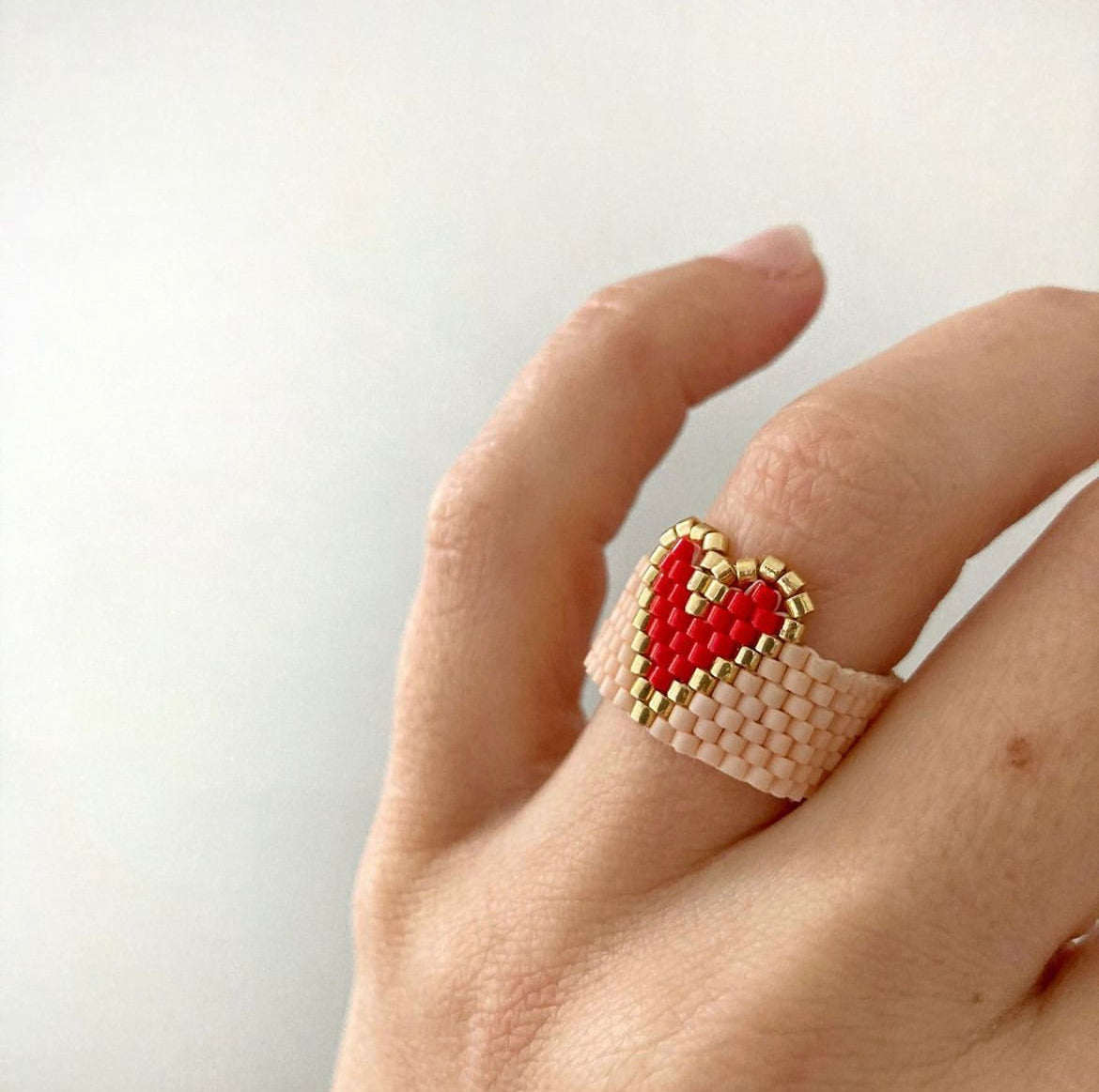Anello Cuore in perline