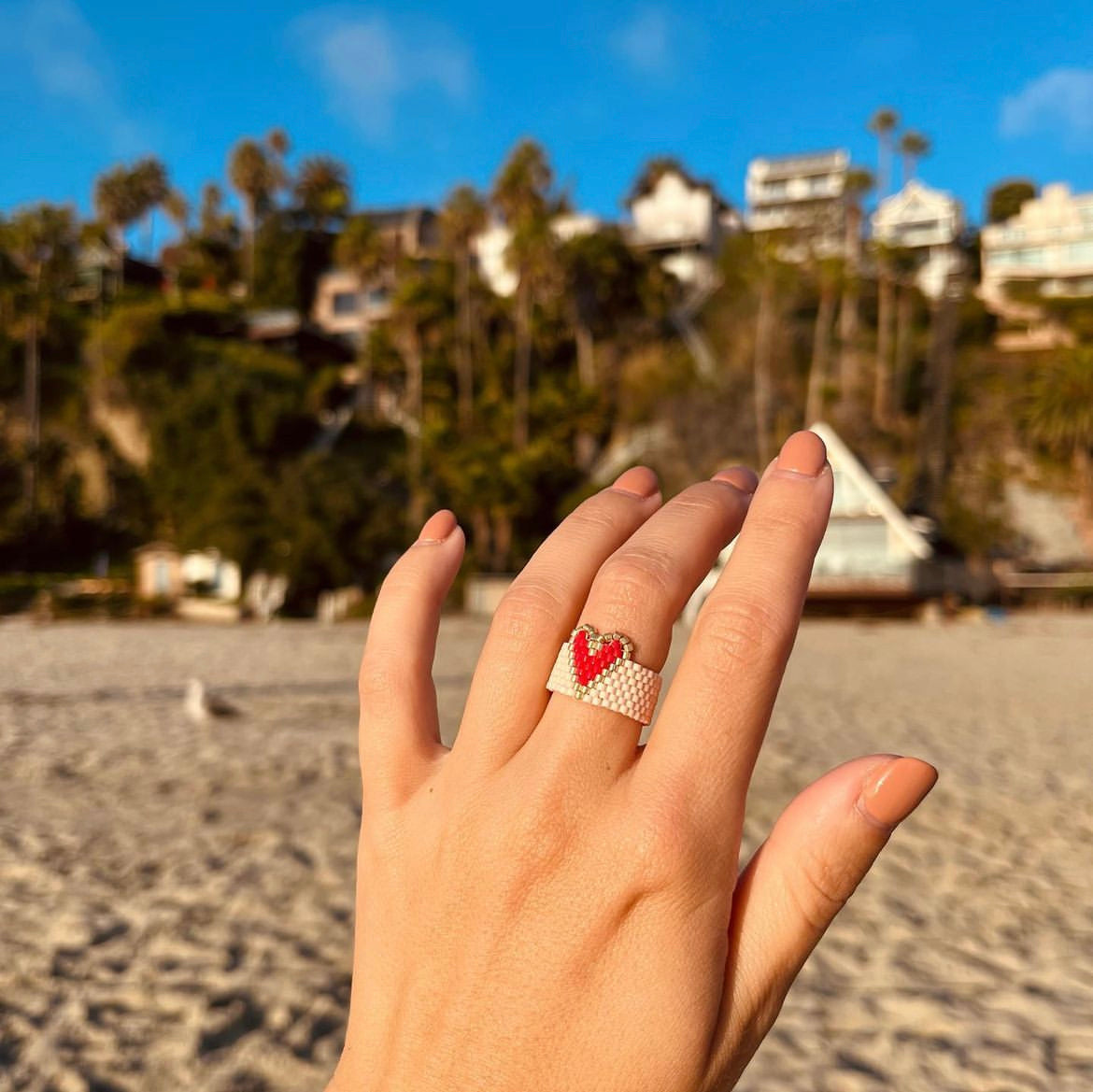 Anello Cuore in perline